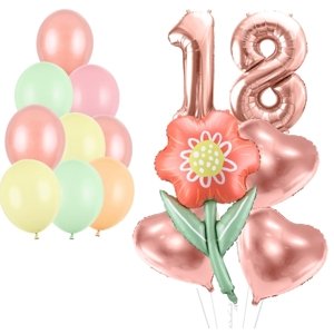 Party set k 18 narozeninám  s balónkovou kyticí
