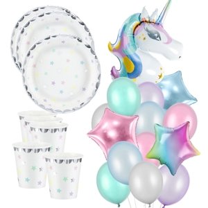 Party set Unicorn stars - pro 6 osob s balónky