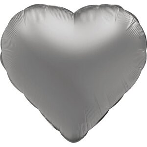 Balónek fóliový Srdce Měsíční stříbro, saténový lesk  45 cm