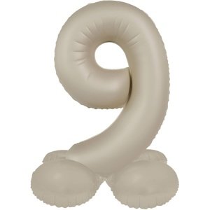 Balónek fóliový samostojný číslo 9 Krémové latté, matný 41 cm