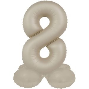 Balónek fóliový samostojný číslo 8 Krémové latté, matný 41 cm