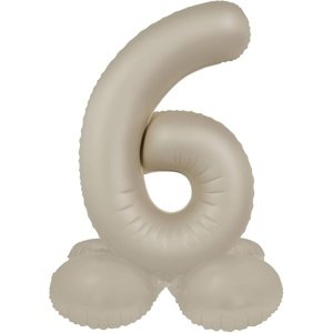 Balónek fóliový samostojný číslo 6 Krémové latté, matný 41 cm