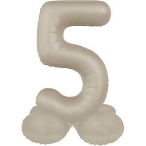 Balónek fóliový samostojný číslo 5 Krémové latté, matný 41 cm