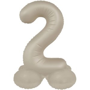 Balónek fóliový samostojný číslo 2 Krémové latté, matný 41 cm