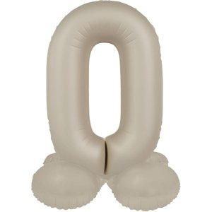 Balónek fóliový samostojný číslo 0 Krémové latté, matný 41 cm