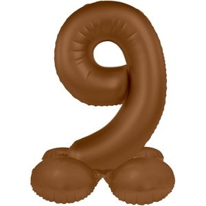 Balónek fóliový samostojný číslo 9 Čokoládově hnědá, matný 41 cm