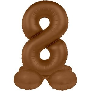 Balónek fóliový samostojný číslo 8 Čokoládově hnědá, matný 41 cm