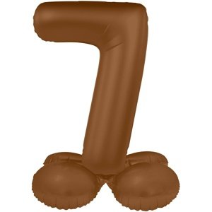 Balónek fóliový samostojný číslo 7 Čokoládově hnědá, matný 41 cm