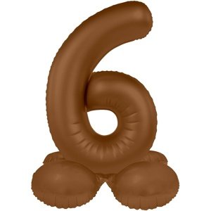 Balónek fóliový samostojný číslo 6 Čokoládově hnědá, matný 41 cm