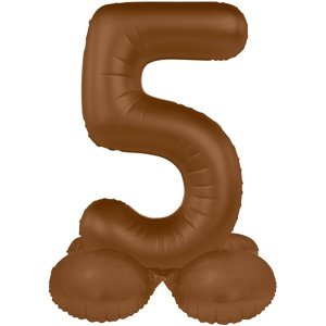 Balónek fóliový samostojný číslo 5 Čokoládově hnědá, matný 41 cm