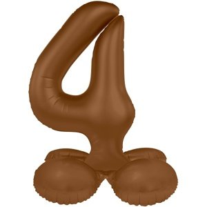 Balónek fóliový samostojný číslo 4 Čokoládově hnědá, matný 41 cm
