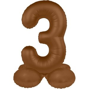 Balónek fóliový samostojný číslo 3 Čokoládově hnědá, matný 41 cm