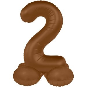 Balónek fóliový samostojný číslo 2 Čokoládově hnědá, matný 41 cm