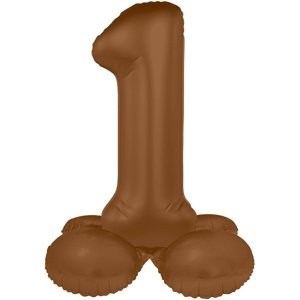 Balónek fóliový samostojný číslo 1 Čokoládově hnědá, matný 41 cm