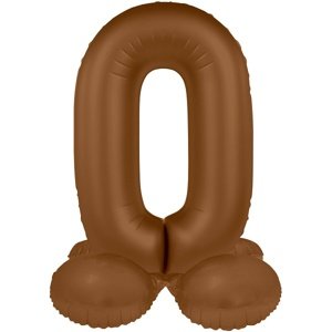 Balónek fóliový samostojný číslo 0 Čokoládově hnědá, matný 41 cm