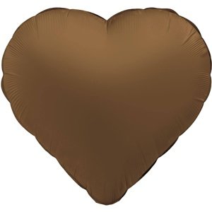 Balónek fóliový Srdce čokoládově hnědé, matný 45 cm