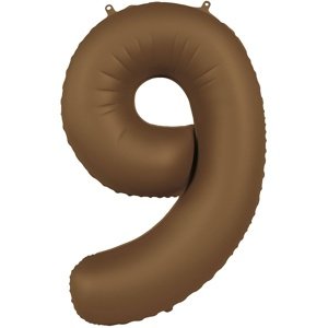 Balónek fóliový číslo 9 Čokoládově hnědý, matný 86 cm