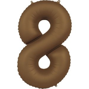 Balónek fóliový číslo 8 Čokoládově hnědý, matný 86 cm