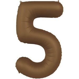 Balónek fóliový číslo 5 Čokoládově hnědý, matný 86 cm