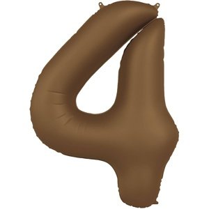 Balónek fóliový číslo 4 Čokoládově hnědý, matný 86 cm
