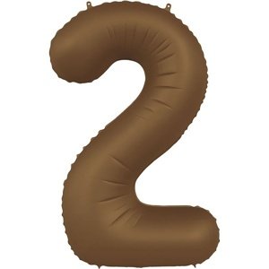 Balónek fóliový číslo 2 Čokoládově hnědý, matný 86 cm