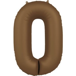 Balónek fóliový číslo 0 Čokoládově hnědý, matný 86 cm