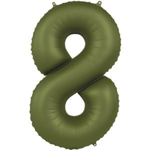 Balónek fóliový číslo 8 Olivově zelená, matný 86 cm