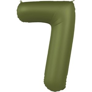 Balónek fóliový číslo 7 Olivově zelená, matný 86 cm