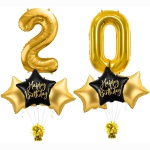 Balónkový set 20. narozeniny - černo-zlatý