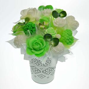 Mýdlová kytice - zeleno bílá