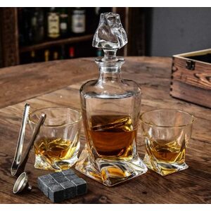 Set s karafou na whisky a rum - Kroucené sklo